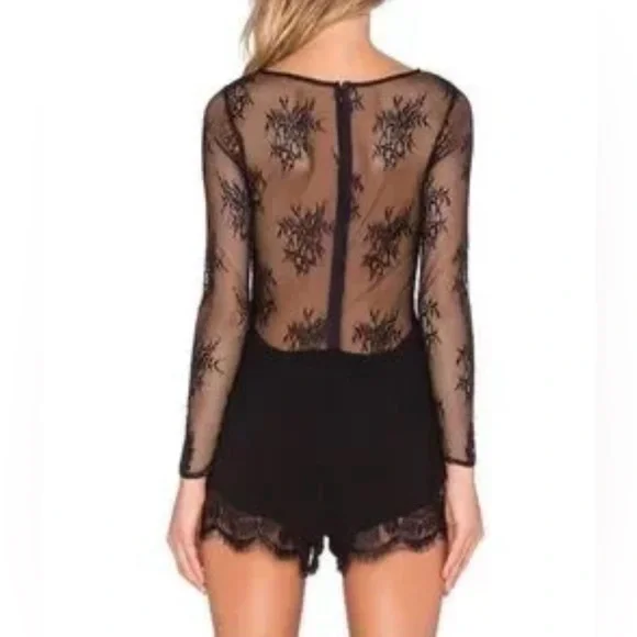 NBD “Spoiled” Black Lace Long Sleeve Romper | Size S - Picture 2 of 6